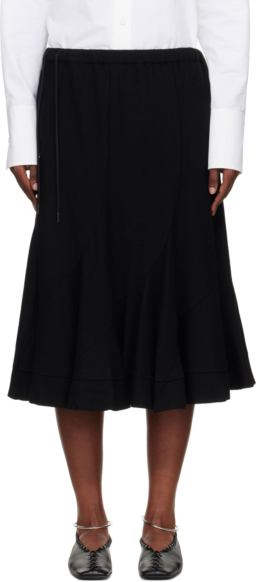 Пола Yohji Yamamoto Yohji Yamamoto Eringi Midi Skirt Черно | FM-S50-102