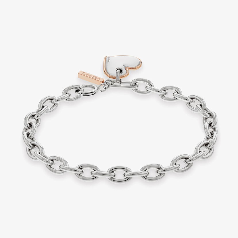 Гривна CALVIN KLEIN Two-Tone Oval Link Heart Charm Bracelet Металик | 35000296