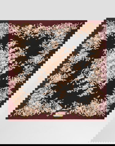 Шал Dolce & Gabbana Dolce & Gabbana 90x90 Floral Print Silk Twill Scarf Бургунди | FN090RGDC9DHH4OX, 2