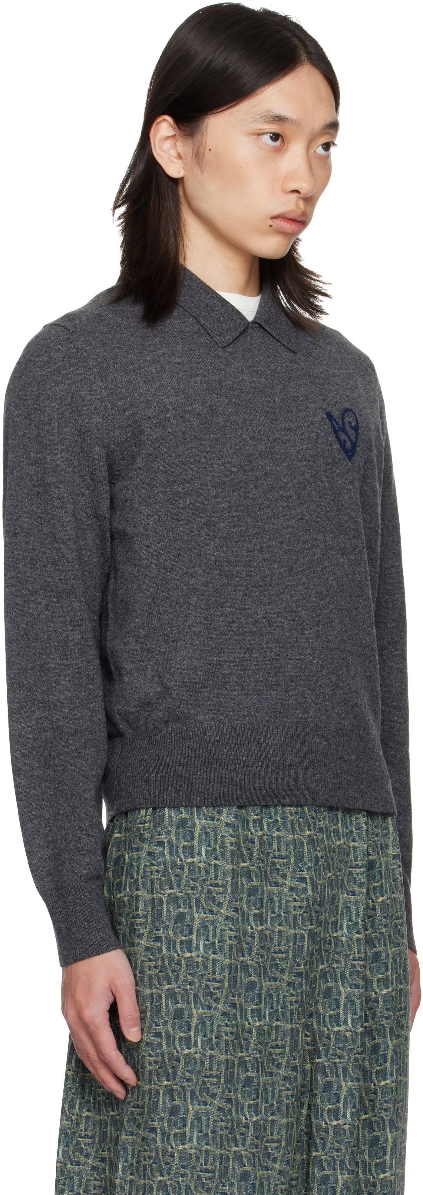 Пуловер Acne Studios Acne Studios Yak Wool Polo Sweater Сиво | B60380-, 1