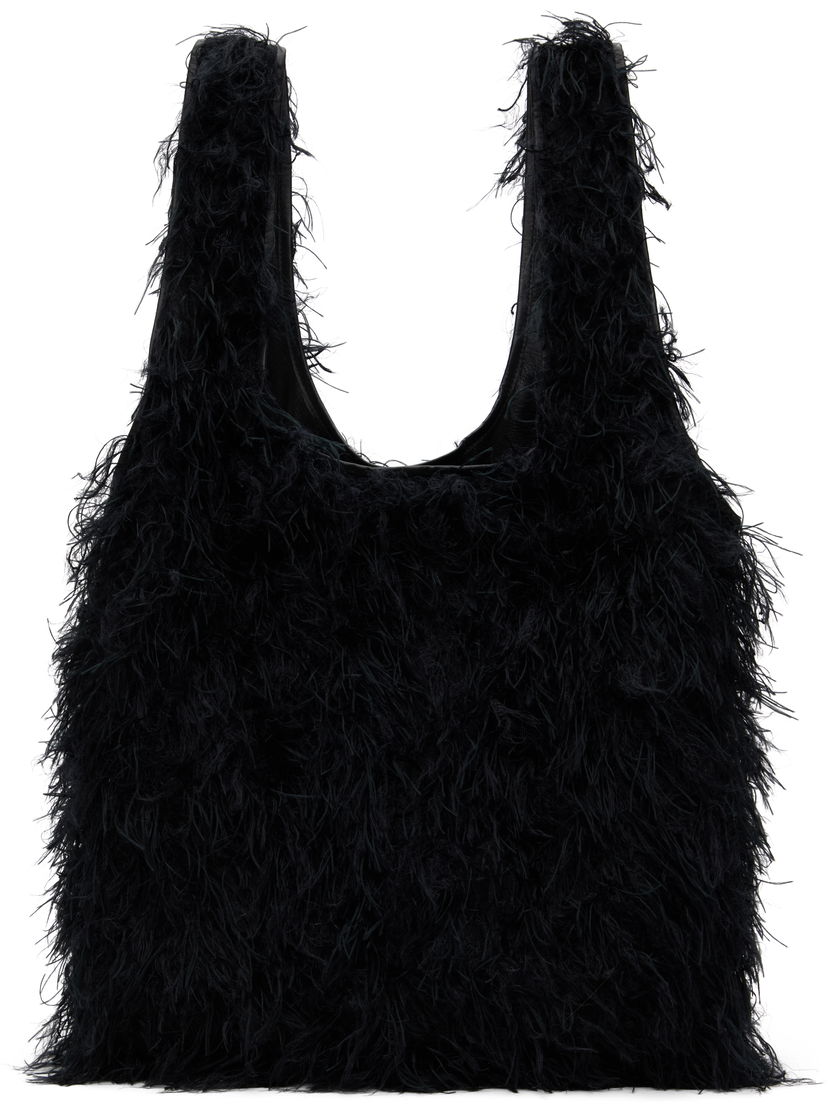 Голяма пазарска чанта Dries Van Noten Fluffy Tote Черно | 242-011528-982