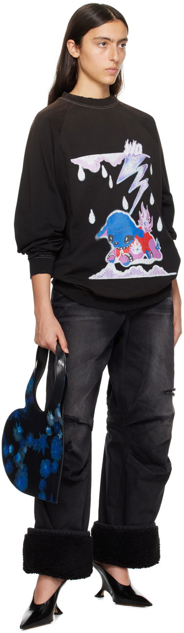 Пуловер We11done We11done Distressed Graphic Sweatshirt Черно | WD-TS3-23-868-U-BK, 3