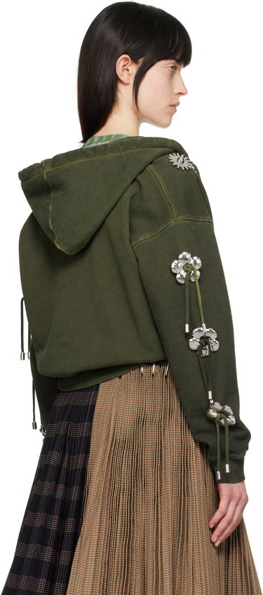 Суитчър Chopova Lowena Chopova Lowena Dallas Embellished Cropped Hoodie Зелено | 5238, 2