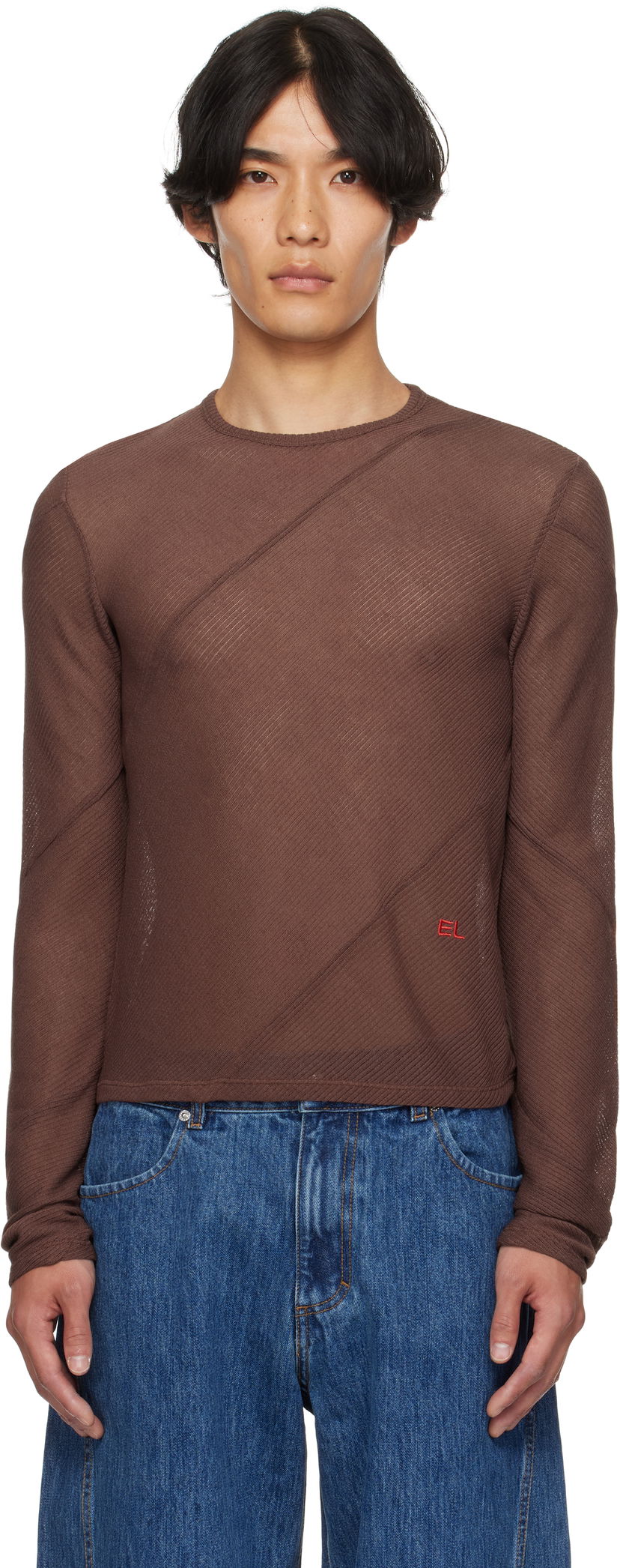 Тениска Eckhaus Latta Eckhaus Latta Spiral Long Sleeve T-Shirt Кафяво | 1107-EL-PF25-W