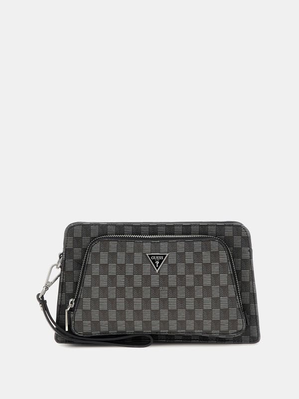 Чанта за кръста GUESS Geometric-Print Jet Set Crossbody Bag Сиво | HMJESEP4187, 0