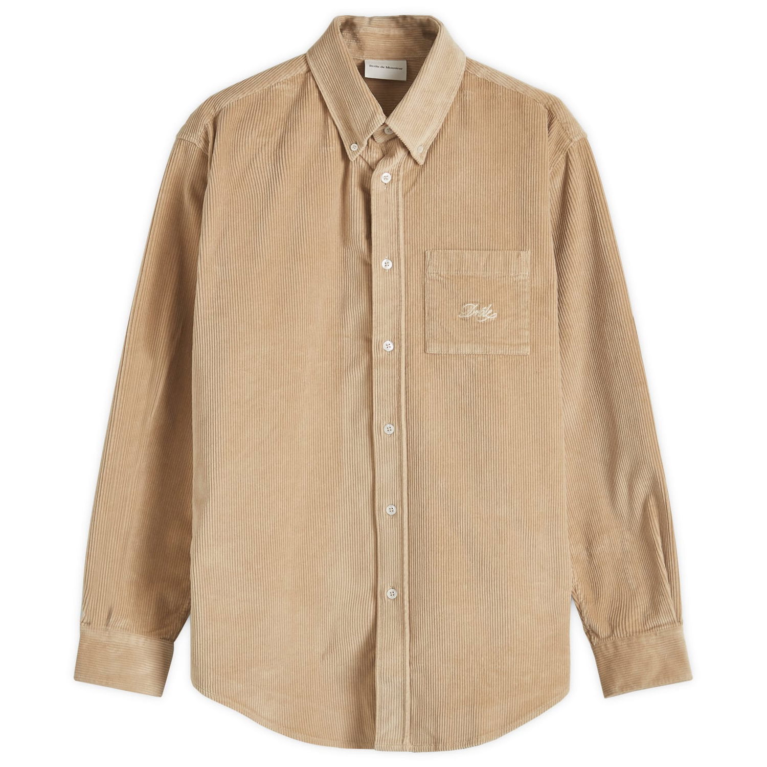 Риза Drôle de Monsieur Corduroy Shirt With Logo Embroidery Бежово | PERM-SH172-CO156-BG, 0