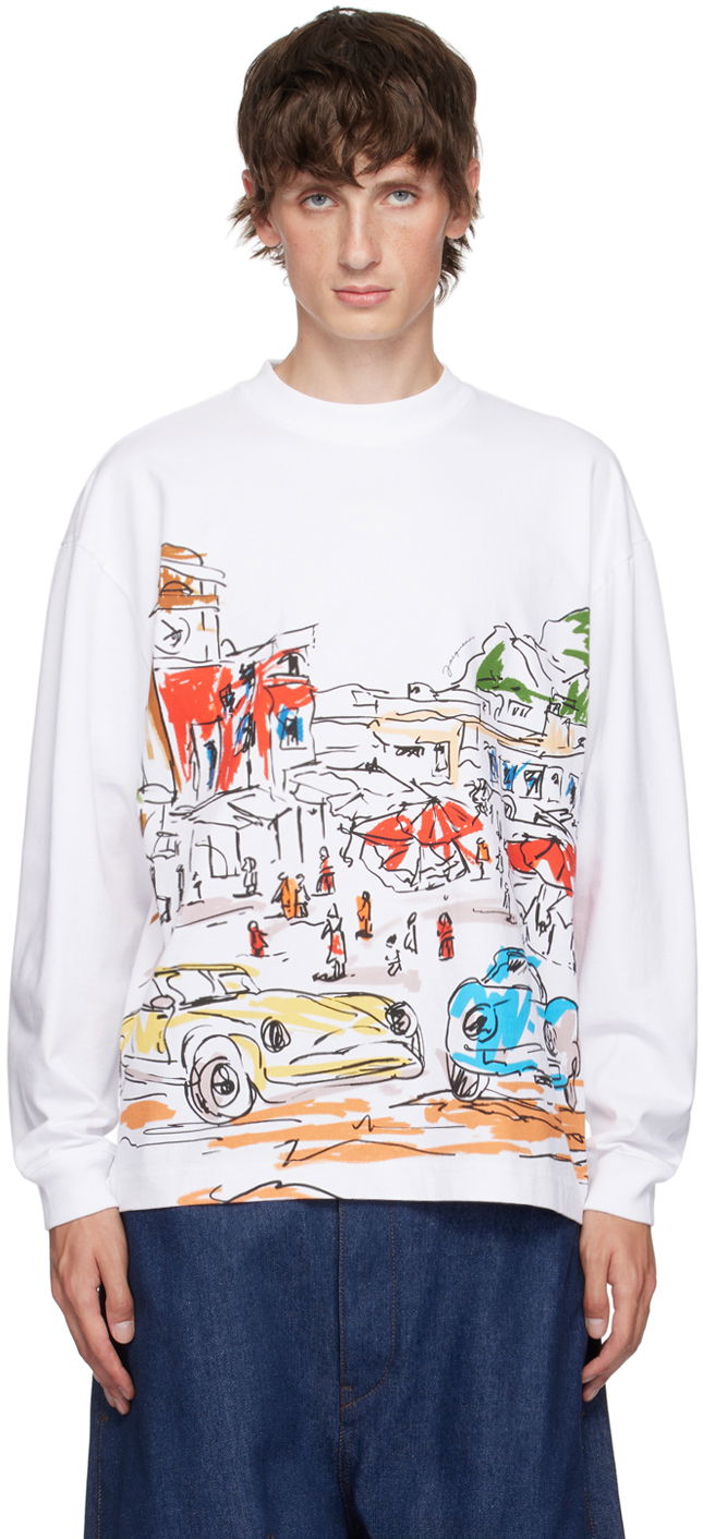 Тениска Jacquemus White La Casa 'Le t-shirt Largo manches longues' Long Sleeve T-Shirt Бяло | 24H246JS273-2102, 0