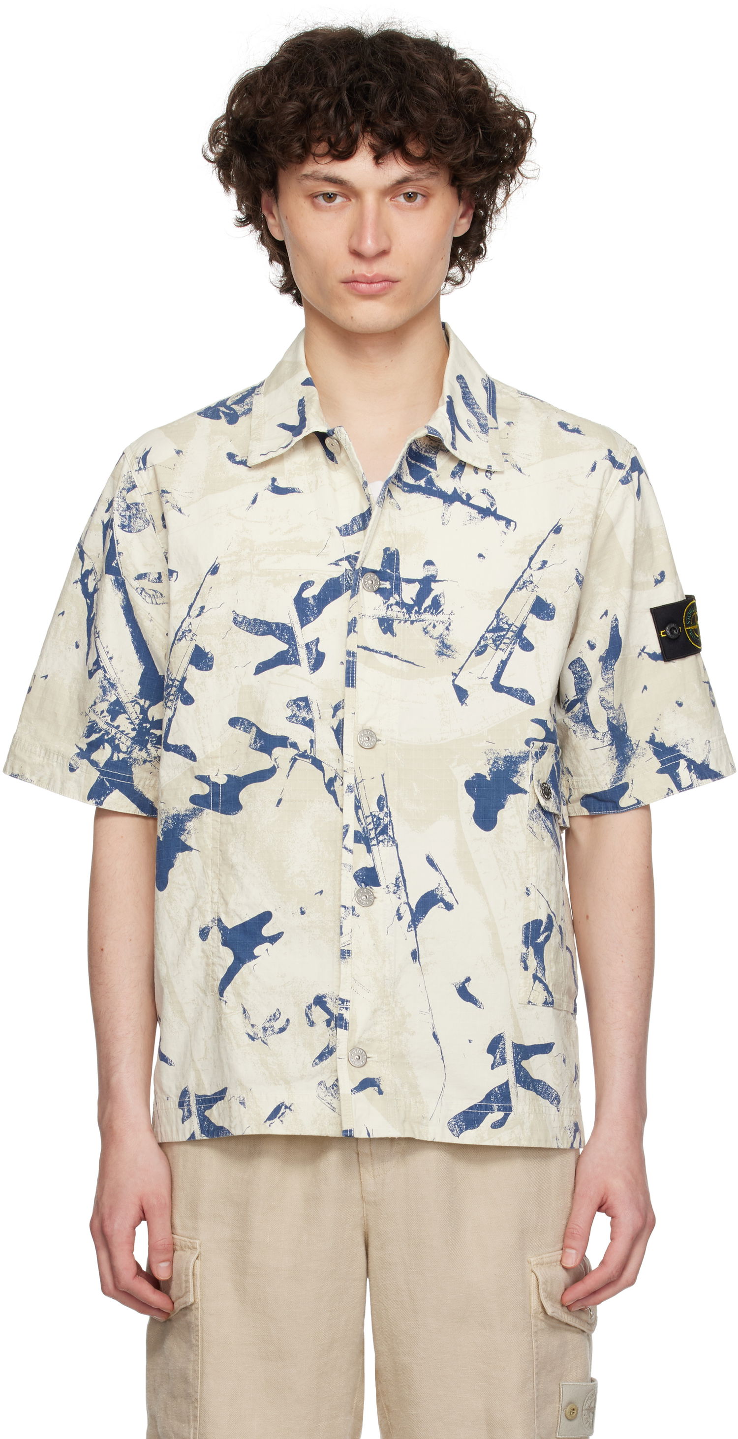 Риза Stone Island Stone Island Scan Camo Stretch Ripstop Shirt Бежово | K1S15 1100012 S00E1, 0
