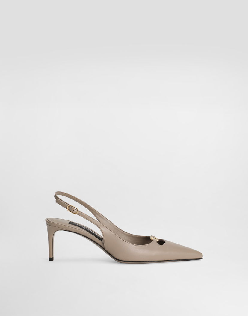 Аксесоари Dolce & Gabbana Dolce & Gabbana Silk-Effect Nappa Leather Slingbacks Бежово | CG0796A19538I399
