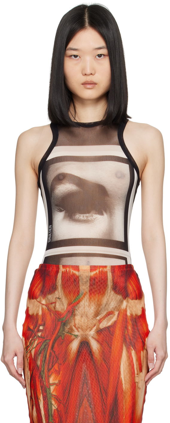 боди Jean Paul Gaultier Gaultier 'The Eyes And Lips' Printed Bodysuit Черно | 24/30-F-BD045-T553-000201, 0