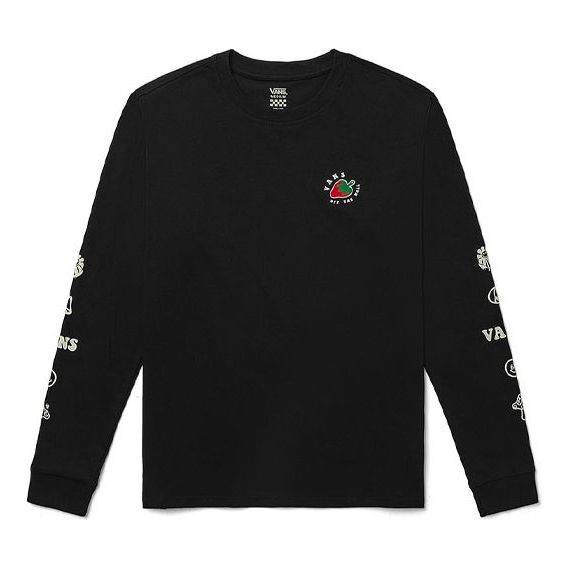 Тениска Vans Strawberry Printing Long Sleeve T-Shirt Черно | VN0A5F6ABLK