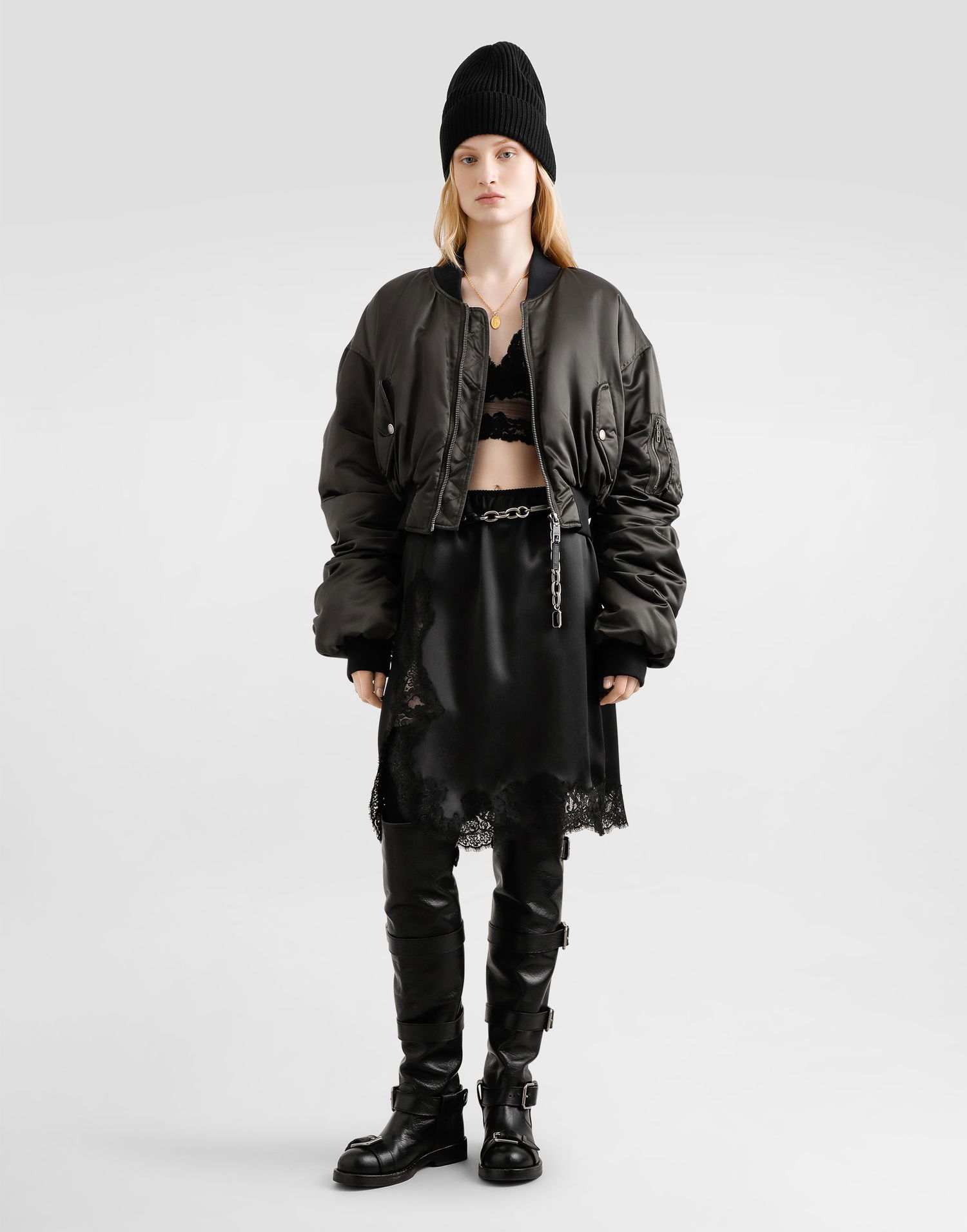 Яке бомбър Dolce & Gabbana Dolce & Gabbana Oversized Cropped Bomber Jacket Черно | F9T51TFUMS6N8476, 1