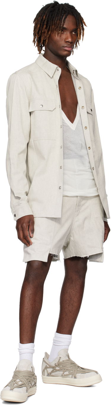 Риза Rick Owens Rick Owens Hollywood Denim Overshirt Бежово | RU01E5729 DRD, 3