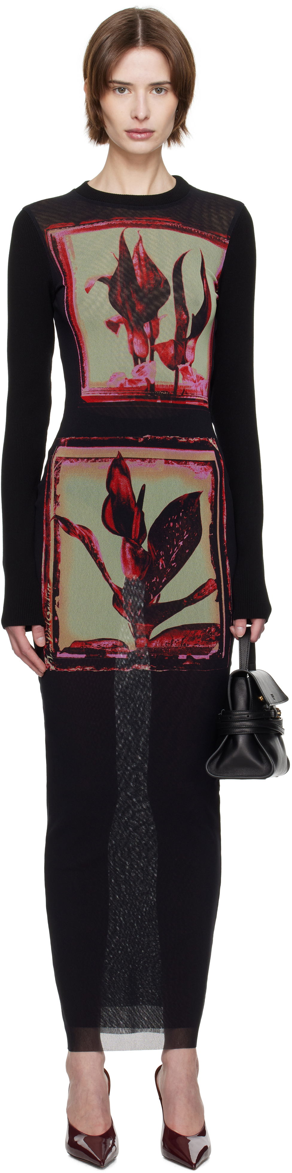 Pокля Jean Paul Gaultier Jean Paul Gaultier Flowers Cadres Maxi Dress Черно | 25/33-F-RO359-T579-002142, 0