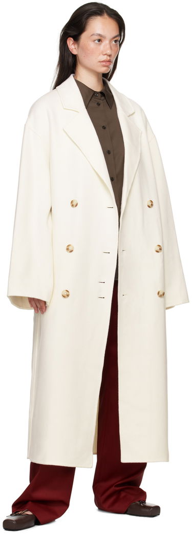 Палта Loulou de Saison Loulou de Saison Borneo Double-Breasted Long Coat Бяло | BORNEO, 3