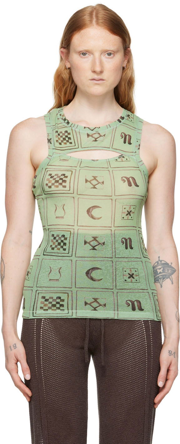 Потник Nanushka Cutout Printed Tank Top Зелено | NW22SSTP02062