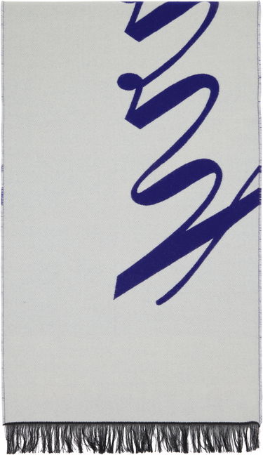 Шал Burberry Logo Wool Silk Scarf Blue / Off-White Тъмно синьо | 8079174, 1