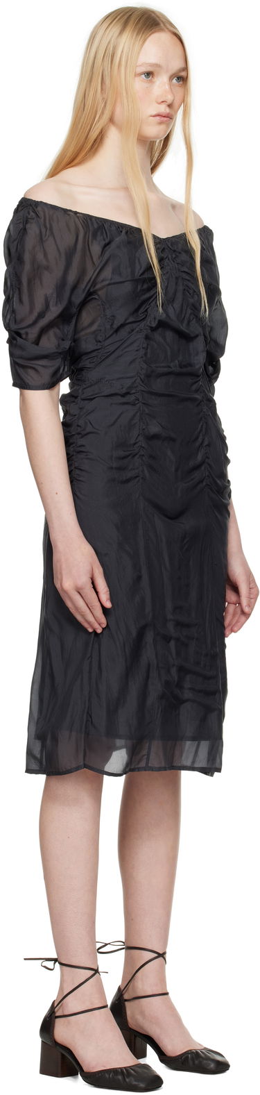 Pокля LEMAIRE Lemaire Silk Chiffon Parachute Midi Dress Черно | DR1098 LF1373, 1