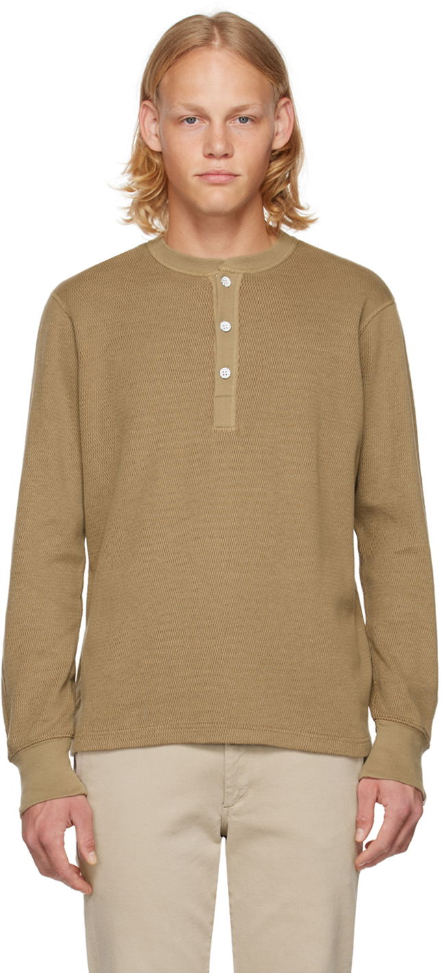 Пуловер rag & bone Collin Henley Shirt Кафяво | MBC22HT025JQ25, 0