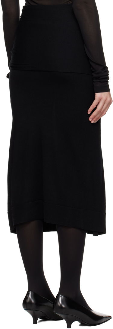 Пола TOTEME Draped Midi Knit Skirt Черно | 244-WRT0398-YA0087, 2