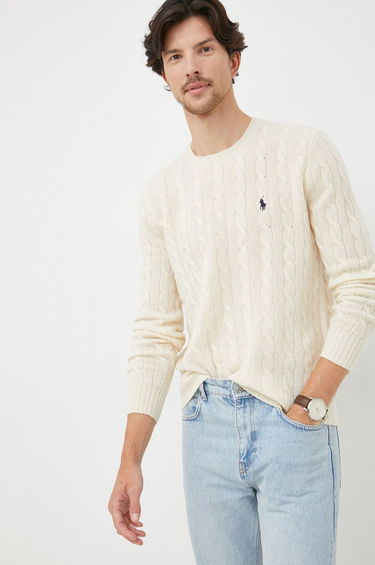 Пуловер Polo by Ralph Lauren Logo Embroidered Cable Knit Jumper Бежово | 710876762010, 2