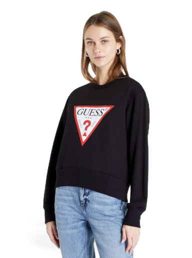 Суитчър GUESS Triangle Logo Crew-Neck Sweatshirt Черно | W2YQ16KBA10-JBLK