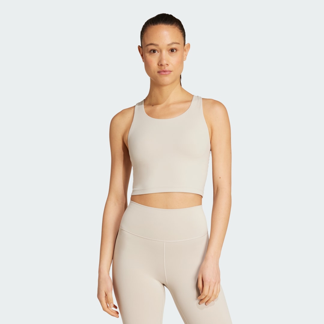 Сутиен adidas Performance Adidas All Me Medium Support Tank Top Бежово | JL5522, 0