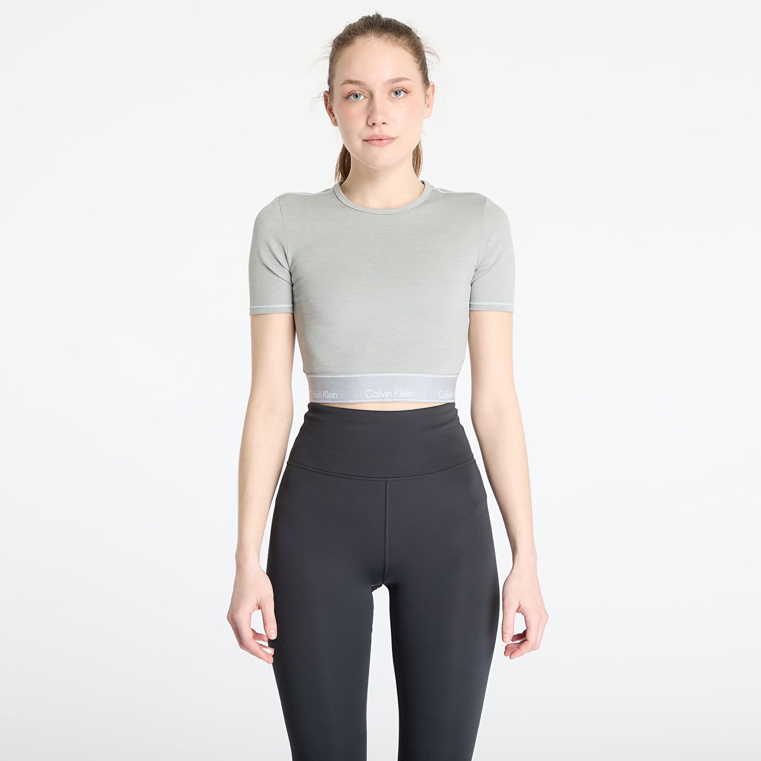 Съкратен топ CALVIN KLEIN Calvin Klein Sport Short Sleeve Crop Top Сиво | LVGWS5K144 P7A, 0