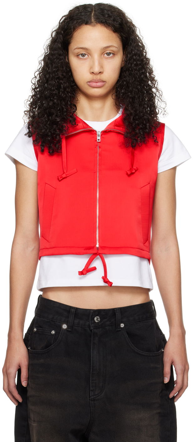 Жилетка We11done Hooded Cropped Vest Червено | WD-VT0-24-101-W-RD, 0