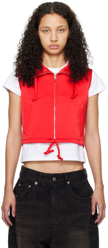 Жилетка We11done Hooded Cropped Vest Червено | WD-VT0-24-101-W-RD, 0
