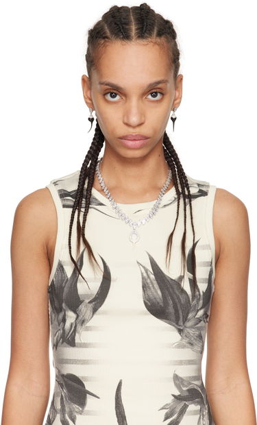 Колие Ottolinger Ottolinger Diamond Dip Necklace with Marquise Shaped Links and Pearl Pendant Металик | 125901525E01, 1