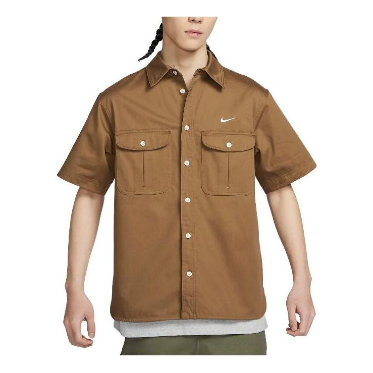 Риза Nike SB Short Sleeve Woven Button Up Skate Shirt Кафяво | DV9076-270, 0