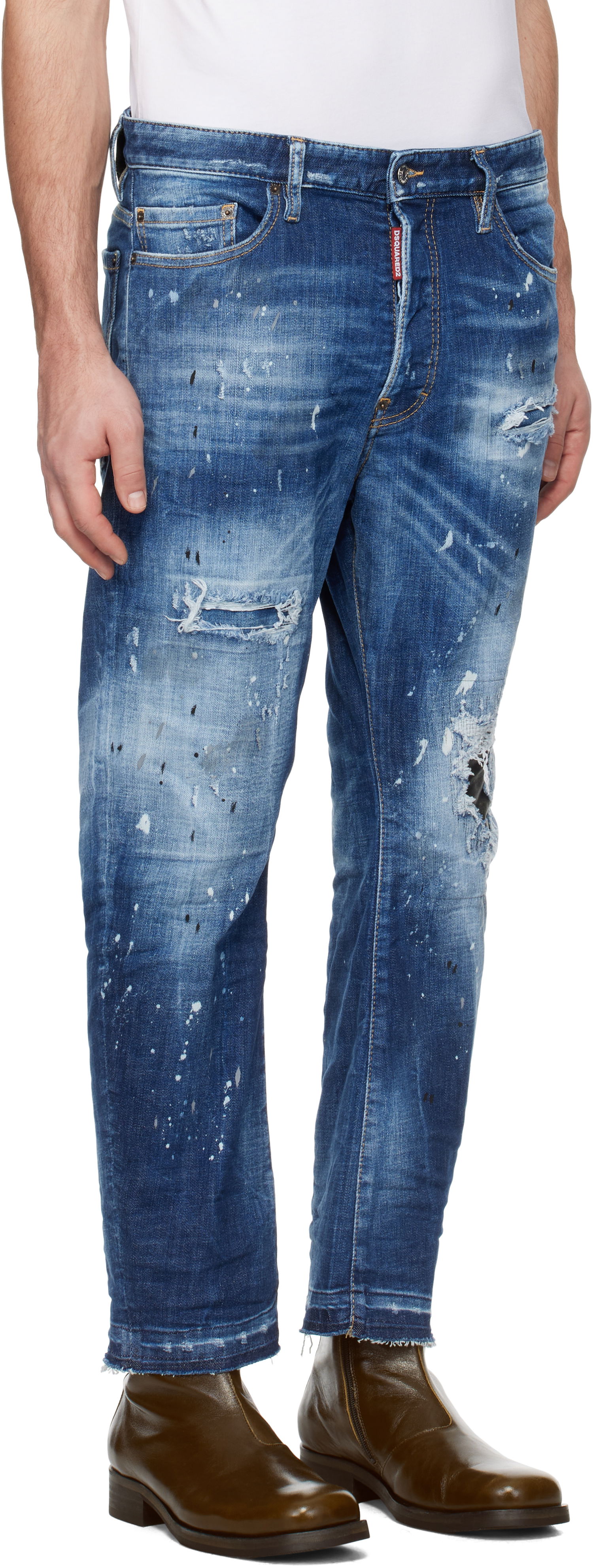 Дънки DSQUARED2 Dsquared2 Medium Ripped Wash Bro Jeans Синьо | S74LB1634_S30872, 1