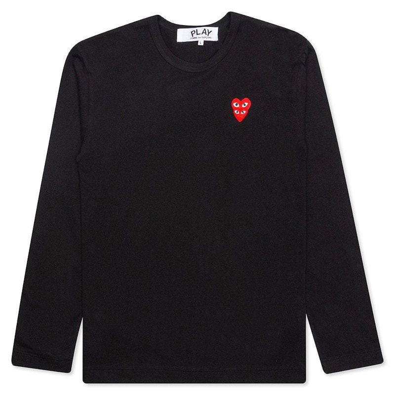 Тениска Comme des Garçons Stacked Heart Long Sleeve T-Shirt Черно | AZ-T291-051-1