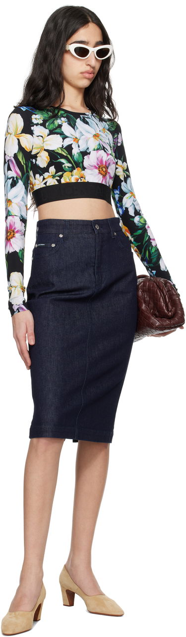 Съкратен топ Dolce & Gabbana Dolce&Gabbana Floral Print Activewear Crop Top Черно | F8N51T FSG8L, 3