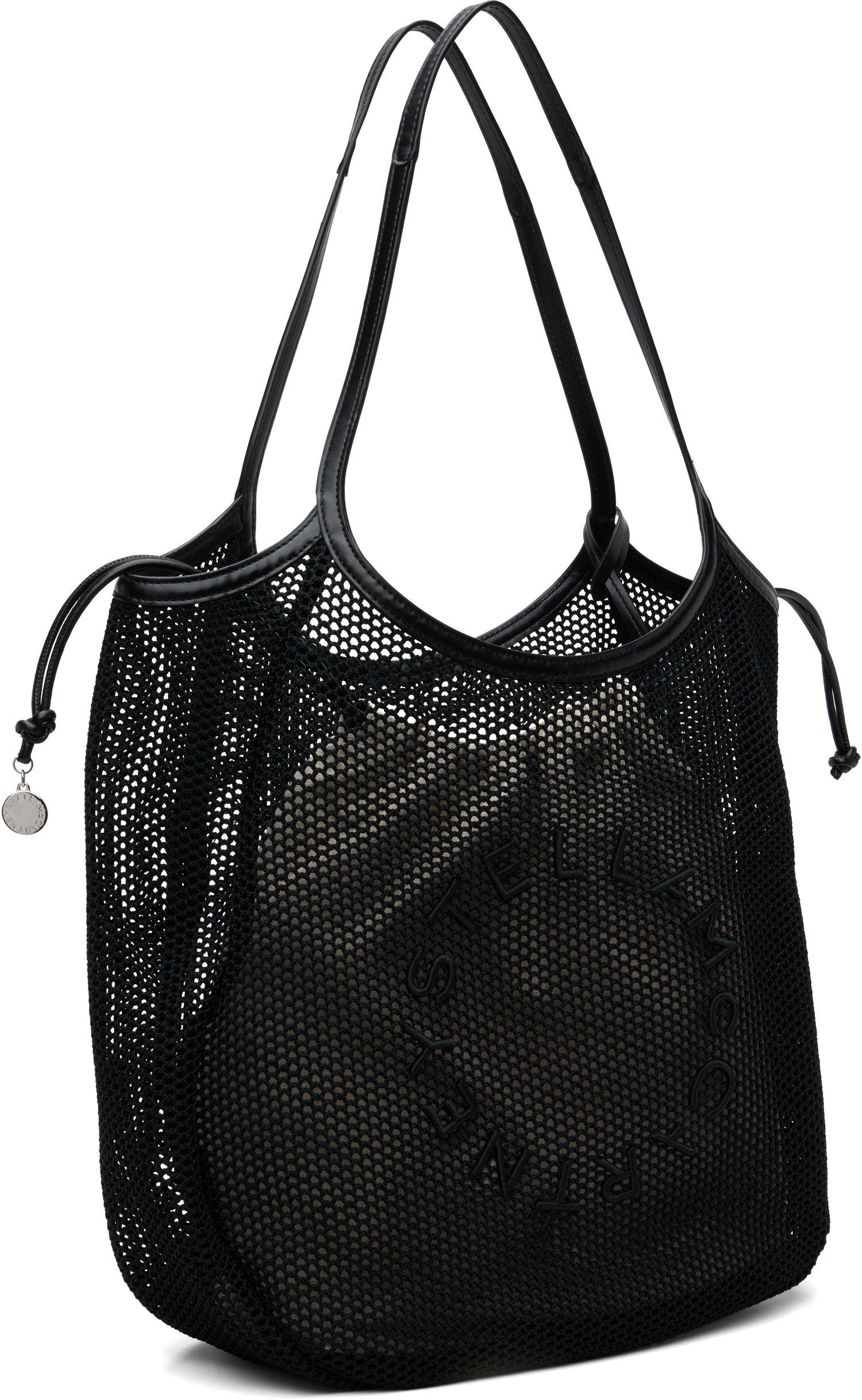 Голяма пазарска чанта Stella McCartney Stella McCartney Logo Mesh Tote Черно | 7B0170WP0595, 1