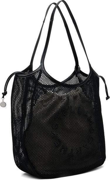 Голяма пазарска чанта Stella McCartney Stella McCartney Logo Mesh Tote Черно | 7B0170WP0595, 1