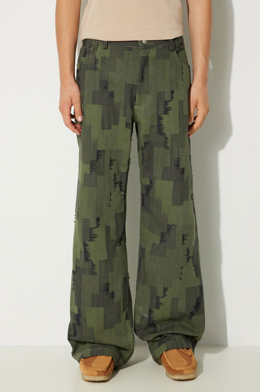 Дънки Marcelo Burlon Cross Wide Pants Зелено | CMCA187F24FAB0025810