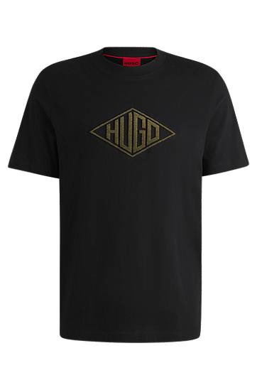 HUGO T-Shirt with Geometric Logo Embroidery