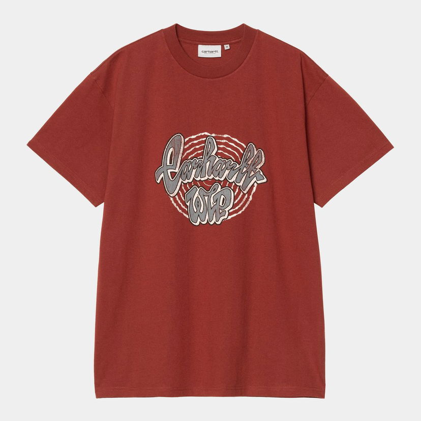 Тениска Carhartt WIP S/S Chedda T-Shirt heavy stone wash Бургунди | I035428_9