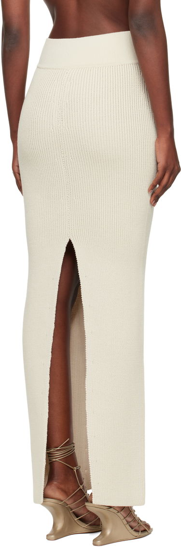 Пола Rick Owens Rick Owens Concordians Ribbed Knit Sliced Midi Skirt Бяло | RO02E4671 KWVH, 2