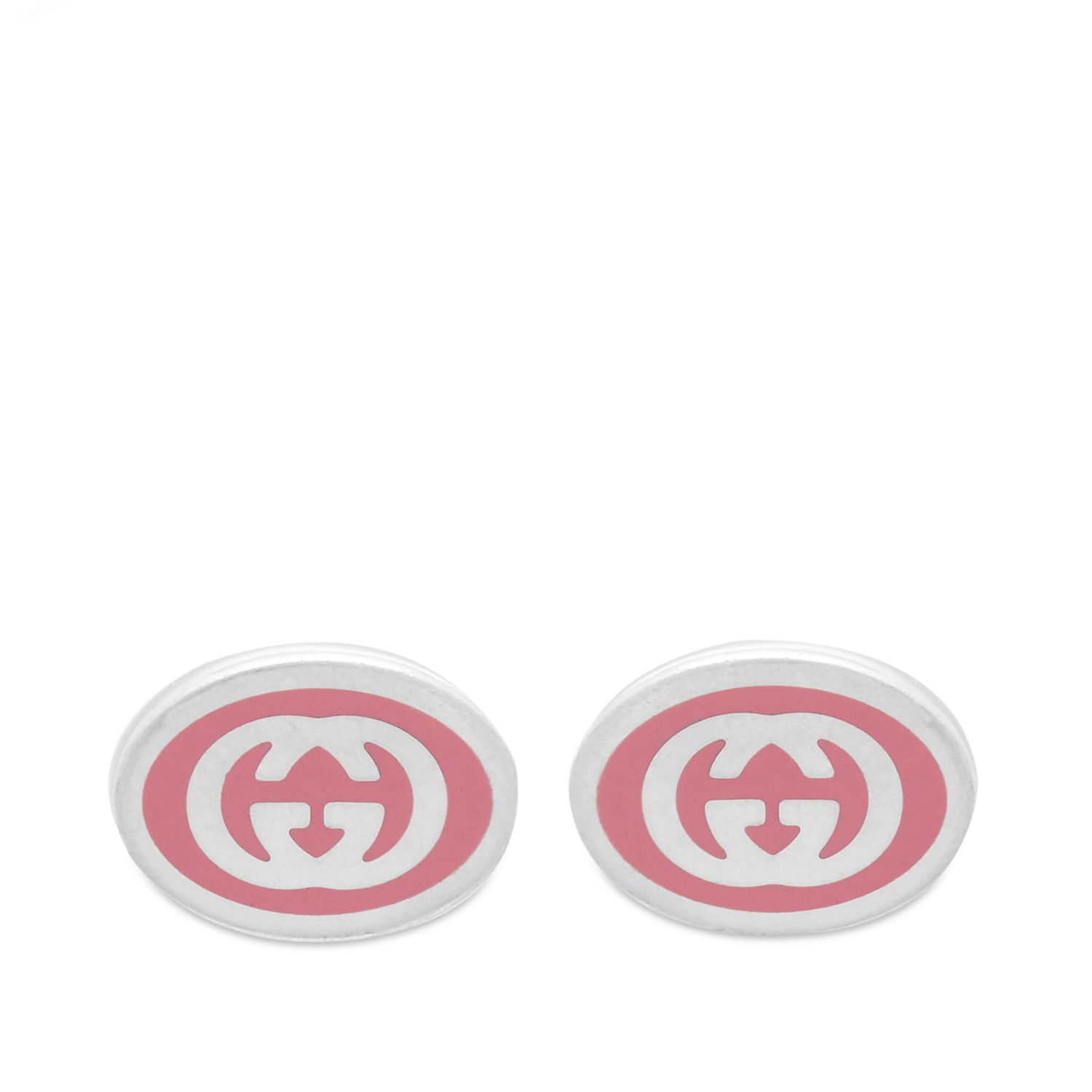 Обеци Gucci Interlocking G Enamel Earrings Silver/Pink Металик | YBD75348500100U, 0
