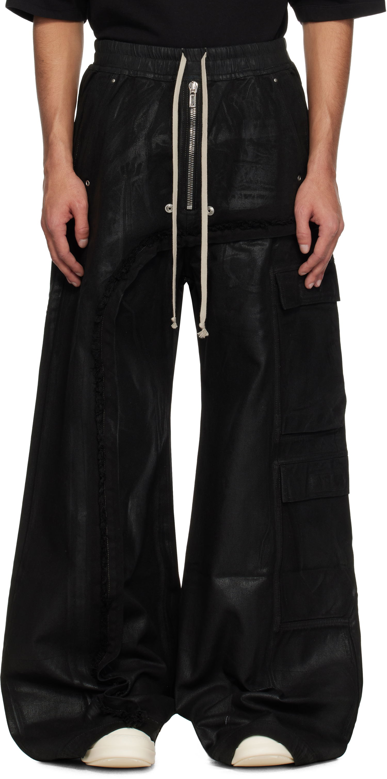 Карго панталони Rick Owens Rick Owens DRKSHDW Hollywood Imbalanced Double Cargo Jumbo Belas Denim Cargo Pants Черно | DU01E3375 DCF, 0