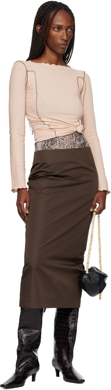 Тениска Baserange Omato Ribbed Exposed Seam Long Sleeve Top Бежово | TTOML-CR-WI25, 3