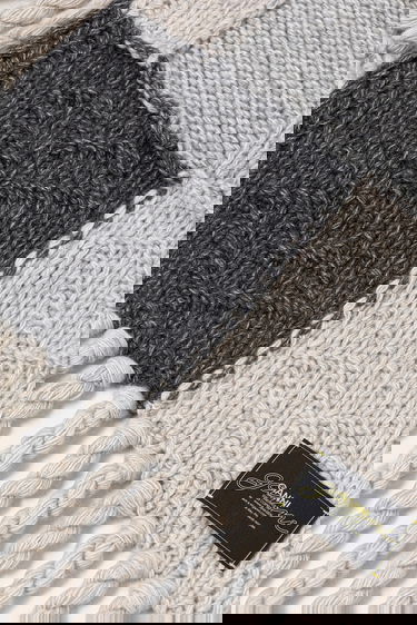 Шал GANNI Knitted Wool Cotton Bubble Patchwork Scarf Многоцветен | A6662, 2