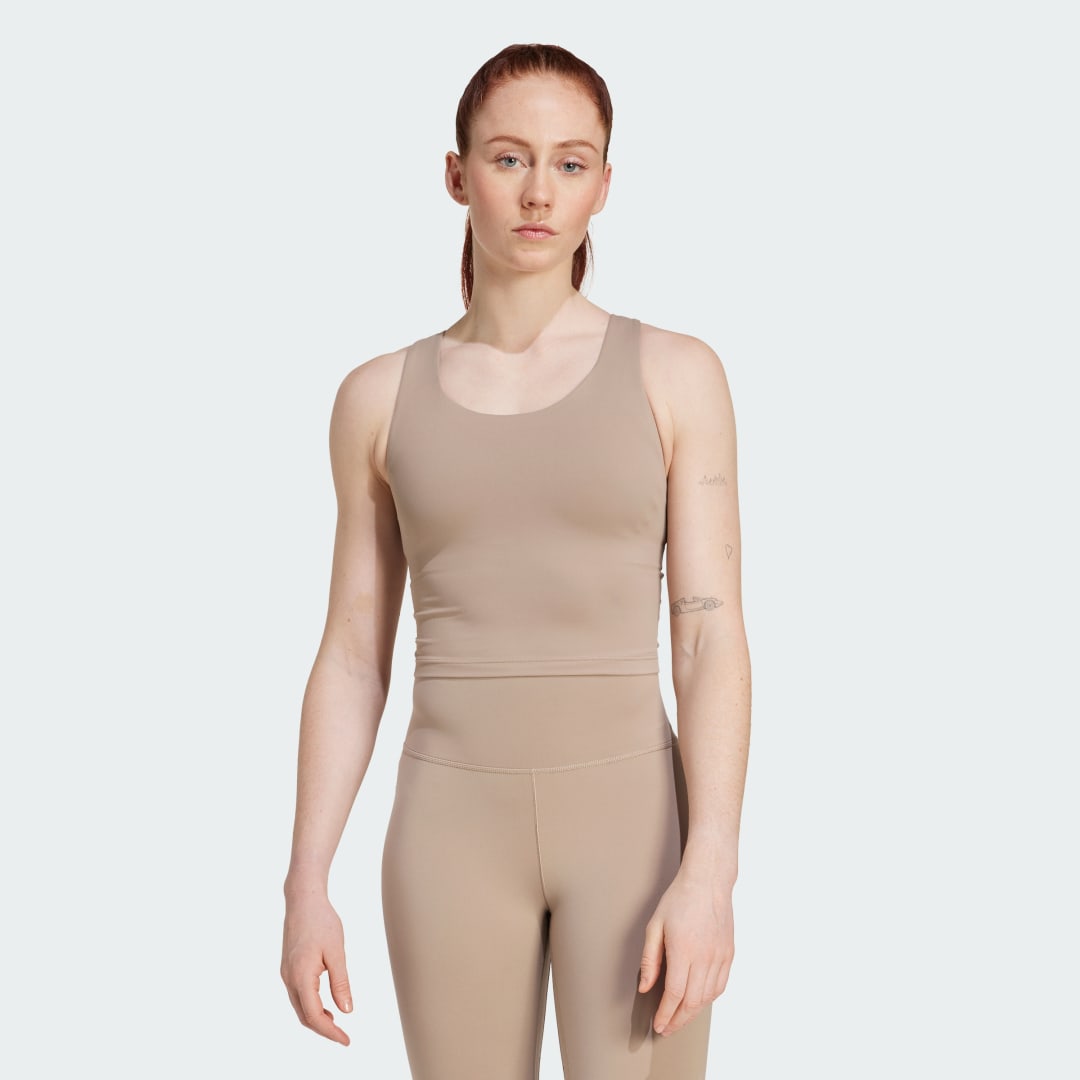 Потник adidas Performance All Me Medium Support Tank Top Бежово | JL5521, 0