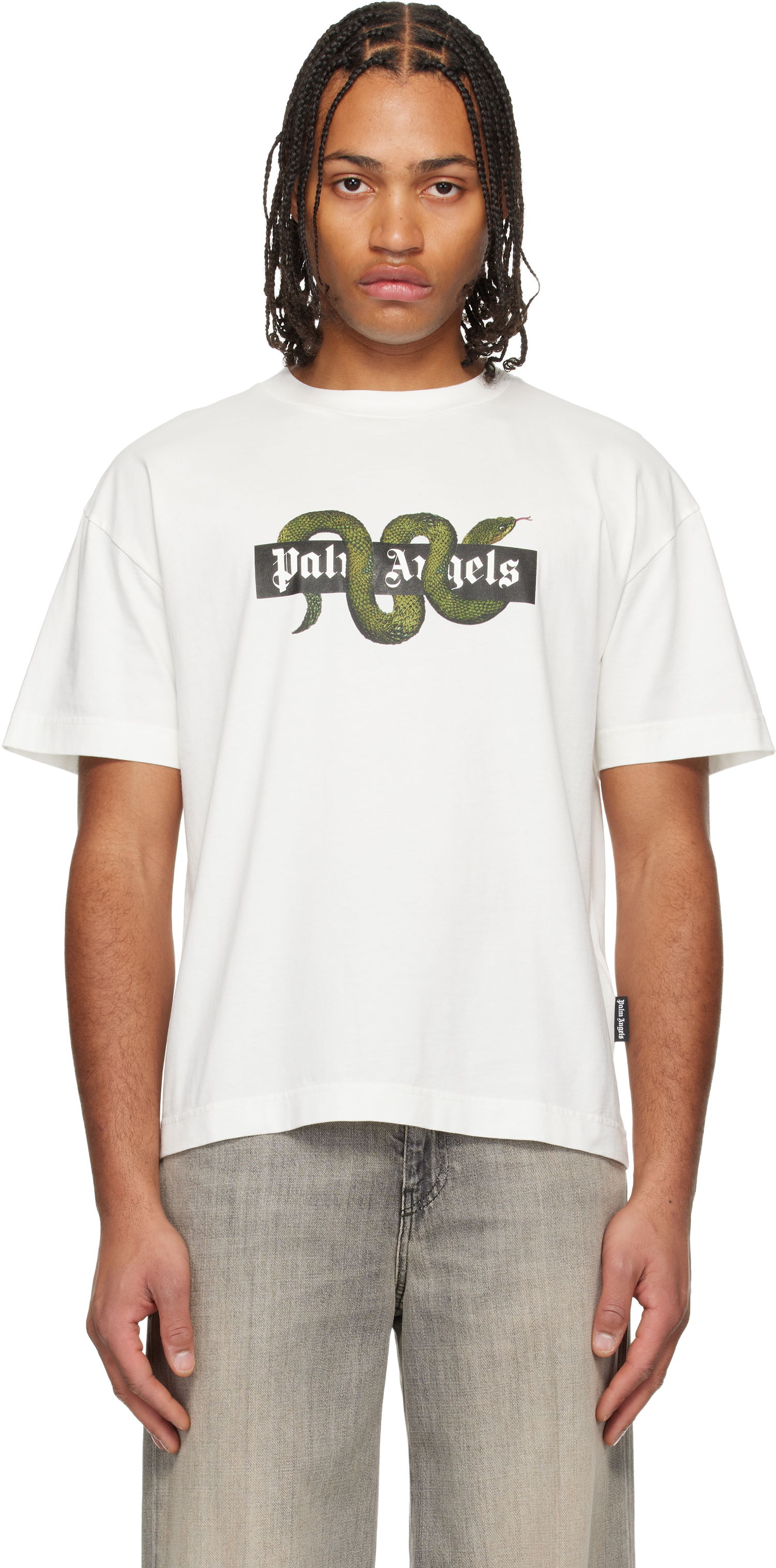 Тениска Palm Angels Snake Logo T-shirt Бяло | PMAA109F25JER0080355, 0