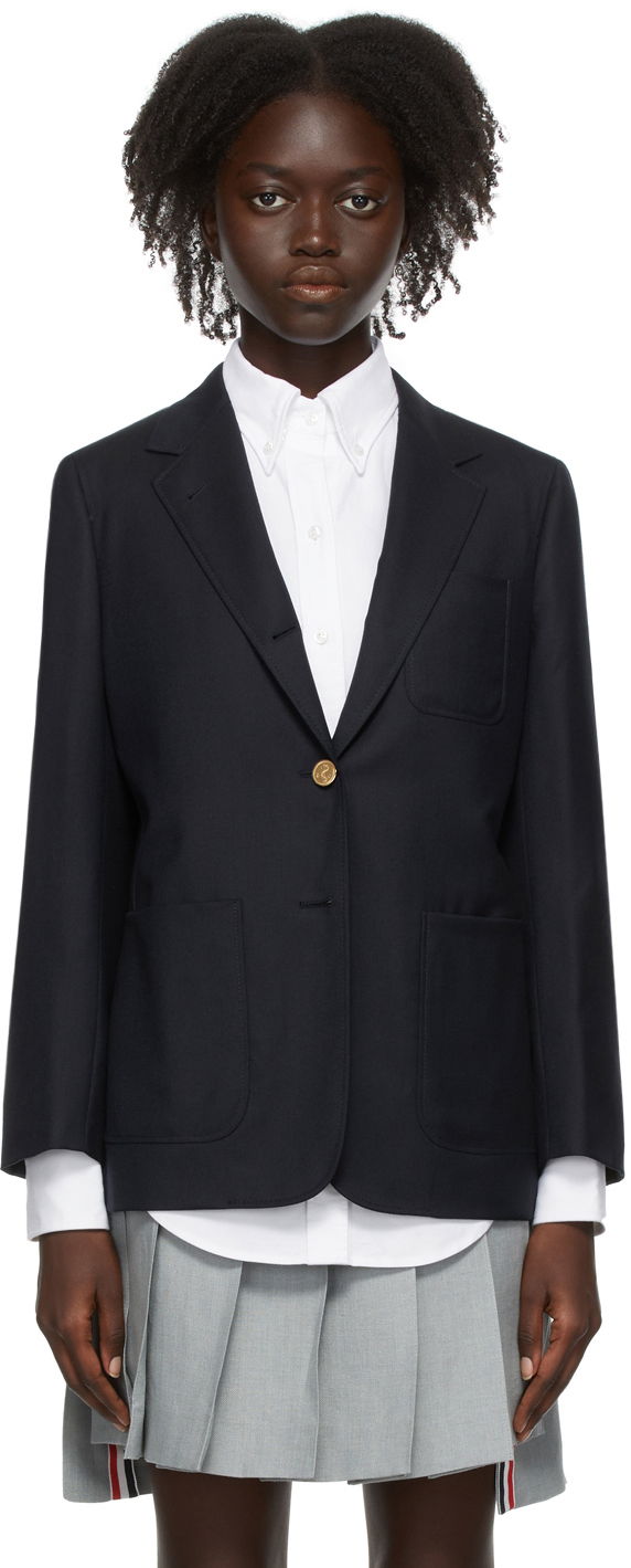 Яке Thom Browne Thom Browne Super 120s Sack Blazer Тъмно синьо | FBC334A-00626, 0