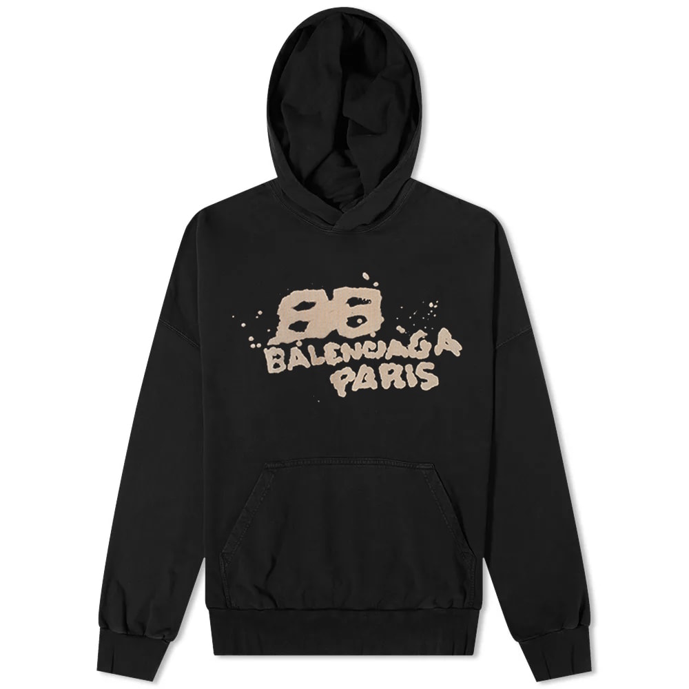 Суитчър Balenciaga Oversized Dirty Paris Logo Hoody Черно | 620973-TNVQ1-1059, 0