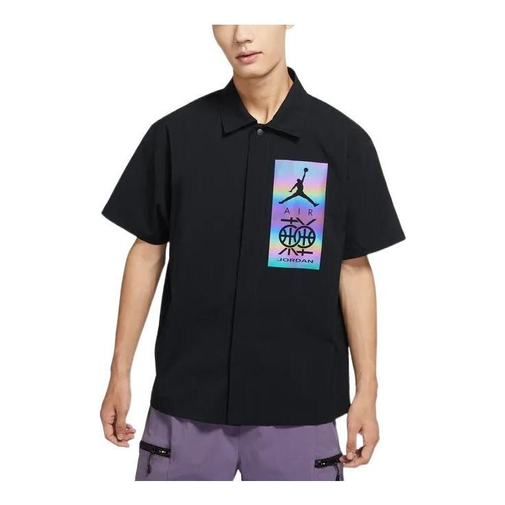 Риза Jordan Air Jordan Short Sleeve Shirt with Graphic Print Черно | DV6283-010, 0